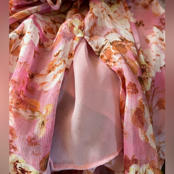 ASTR Roseline Off Shoulder Floral Maxi Dress, Pink/Orange, Size Large - Picture 5 of 11